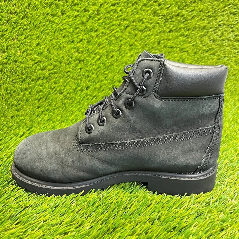 Timberland 6-Inch Premium Boys Size 3Y Black Outdoor Leather Waterproof Boots